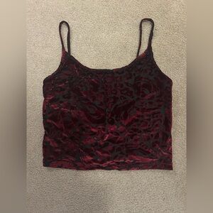 Vintage Danskin Burgundy & Black Burnout Velvet Cami Top